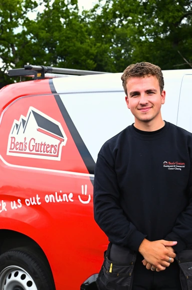 Our local gutter cleaner in Tavistock standing beside company vehicle